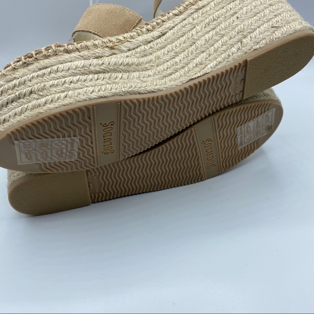 Soludos Argos Tan‎ Suede Platform wedges Ankle Strap - Picture 7 of 8